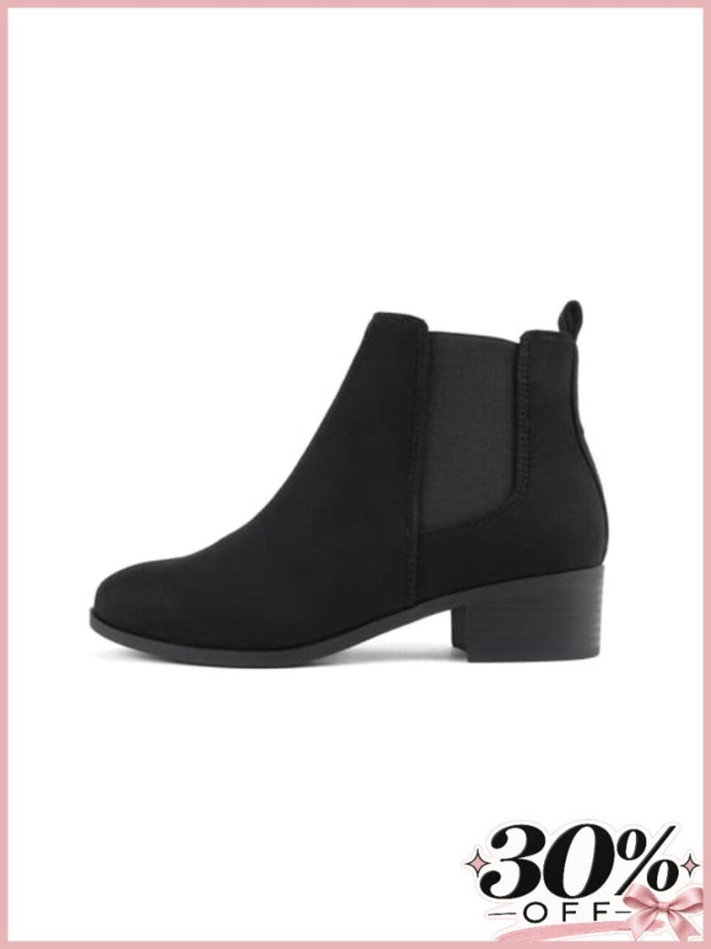 Chelsea Ankle Bootie Low Block Heel Suede Double Elastic Gore